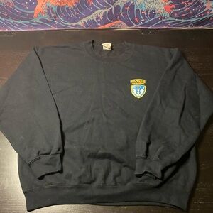 Gildan Navy Crewneck Sweatshirt with Yellow & Light Blue Ranger Airborne Patch